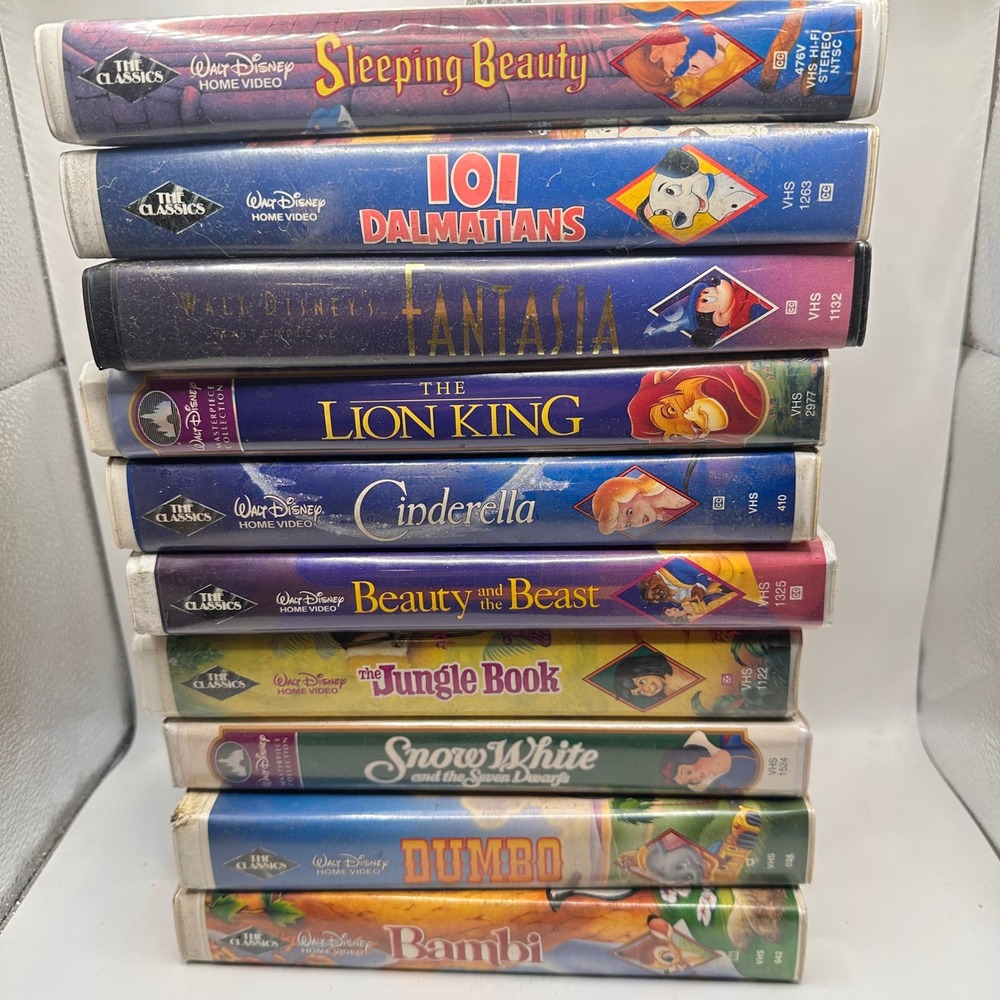 Disney VHS Lot 10 Movies Black Diamond Classics Masterpiece Lion King Fantasia